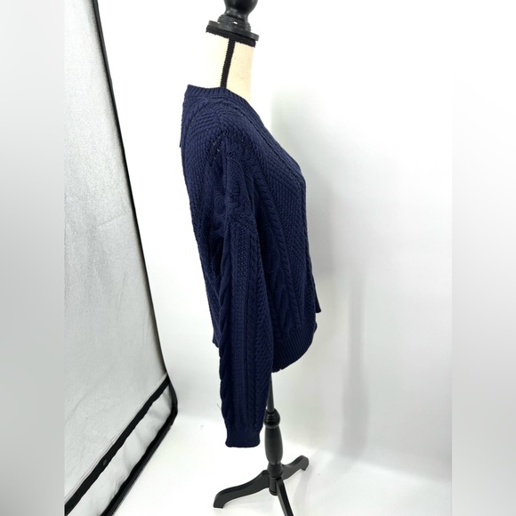 Ralph Lauren Black Label Aran-Knit ‘Refined Navy’ Cotton Sweater Woman’s XLarge - Picture 7 of 9
